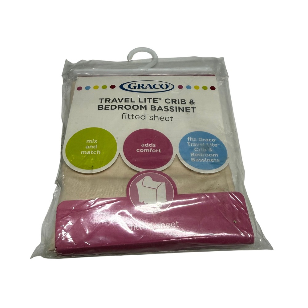 Graco Travel Lite Crib and Bedroom Bassinet Fitted Sheet Cream New